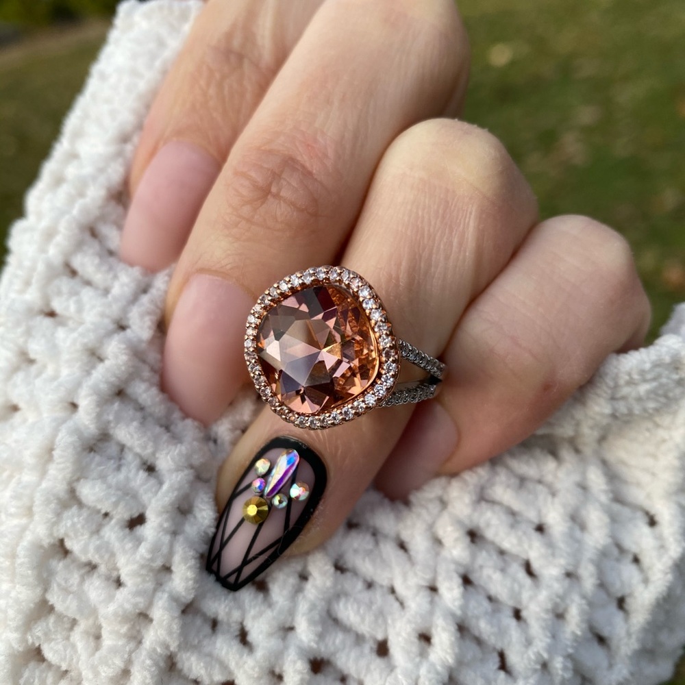 NEW 18k Rose gold plated Champagne Stone Ring - Picture 7 of 7